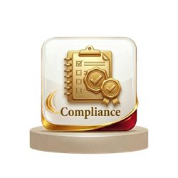 Business compliance checklist with gold tick mark icon representing legal compliance services.