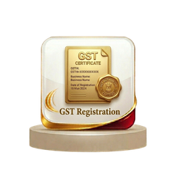 GST registration certificate icon with stamp representing Goods and Services Tax registration