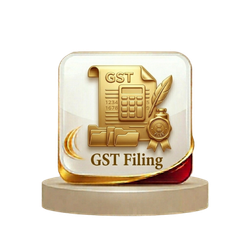 GST return filing documents and tools icon representing tax filing services
