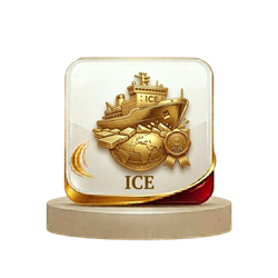 Global ICE service icon with icebreaker ship representing international compliance or export services