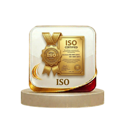 ISO certification document with medal icon representing quality certification services